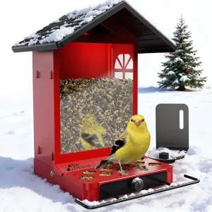 리치버드 올메탈 버드 피더 벽과 극 장착형 2.4L 대용량 튼튼한 씹힘 방지 및 내후성 설계 청소 충전이