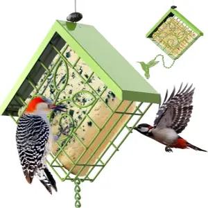 외부용 플로아폴리 스위트 버드 피더 외부 걸이용 메탈 싱글 케이크 용량 과일 및 스타일(녹색)