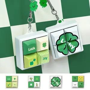 귀염뽀짝 행운의 그린 포춘 네모 휴대용 키캡 키링 열쇠고리