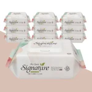 미엘 더클래식 시그니처 유아 물티슈 100매 10팩 캡형 평량55g 도톰 순한 (총1000매)