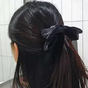 올림머리 쉬폰 왕리본 바나나핀 블랙 리본 왕 집게 핀