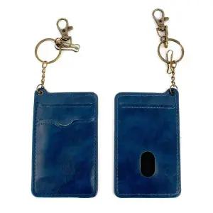 가죽 카드 지갑 열쇠고리 슬림 스타일 네이비 색상 카드홀더 (WFJ6UX2)