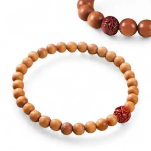 [하프클럽/]복숭아 나무 염주 팔찌 연꽃 장식 6mm 패션용품 불교