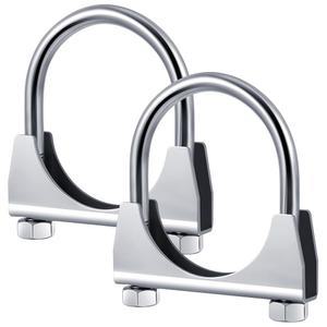 [미국배송] 데이터리 2개 2-1/2인치 배기 클램프 헤비 듀티 U-볼트 - 새들 디자인 머플러 파이프 커넥터 팁 후크 클립 아연 도금 다리미 2.5인치 OD 파이프에 맞습니다