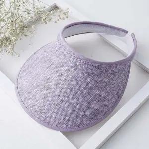 심플 캐주얼 넓은 챙 퍼플 와이드 썬캡 여름 모자