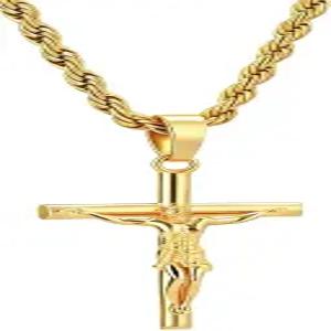 워디원 남성 크로스 목걸이 - 골드/실버 체인 18K 골드 도금 십자가 펜던트 그 보석 선물