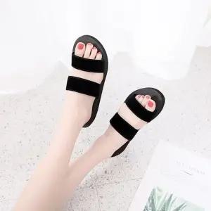 여성 스트랩 플랫 슬리퍼 플랫슬리퍼 데일리 더블 스웨이드 (WFJSRDK)