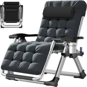 ABORON 무중력 의자 프리미엄 야외 잔디 접이식 라운지 탈착식 쿠션 헤드레스트 및 트레이 견고한 조절식