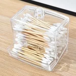 고품질 사각 투명 면봉 화장솜 케이스 화장대 소품 보관 (WFK9F39)