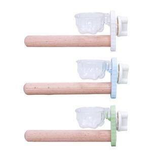 단단한 나무 새장 휴식대  먹이컵 포함  장식  액세서리  핀치  러브버드 운동용 스탠딩 폴