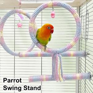 컬러 코튼 앵무새 극 유연한 걸이클립 스윙 다채로운 농어 회전 편안한 버드 로프 애완 동워터 용품