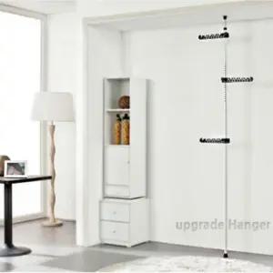 스프링행거 DIY옷걸이 자취방 스프링 버튼 고정식해거 1단 (WFK9KL8)