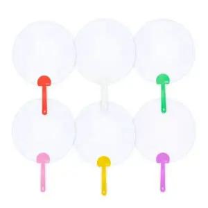 손잡이원형부채 컬러 그리기부채 손잡이 원형부채 하드보드지 (WFKA4XQ)