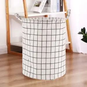 세탁용 보관 바구니 흰색 격자 수납함 다용도 수납 (WFKA860)