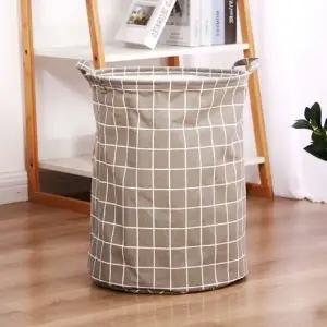 세탁물 보관 바구니 다용도 회색 격자 수납함 세탁 정리 (WFKA861)