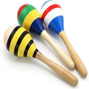 잘레니 우드 파티 마라카스 신코 데 마요 컬러풀 피에스타 셰이커 래틀 노이즈 메이커 핸드 퍼커션 악기