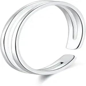 실버탈 925 스털링 실버 오픈 커프 토링 여성용 핀키 링 밴드 사이즈 2-4 u2026