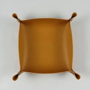 [하프클럽/]데스크 소품정리 가죽 트레이 옐로우 대 차키보관함