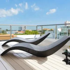 야외 라탄 썬베드 수영장 테라스 호텔 비치의자 정원