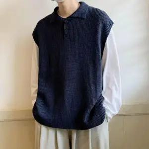 [프로셀러] 남성 카라 니트 조끼 데일리 니트베스트 데이트 코디