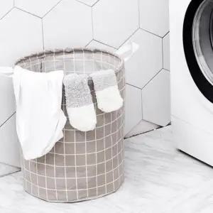 다용도 접이식 수납 바구니 체크 디자인 빨래 수납함 간편 수납통 (WFKBEDZ)