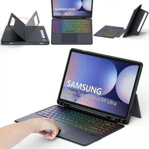 삼성 갤럭시 탭 S8 울트라/ S9 S10 울트라용 트랙패드 키보드 케이스 태블릿 S10/S9/S8 7색 백라이트