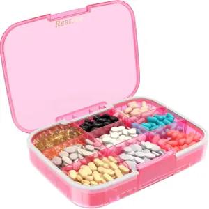 레스트리 대형 알약 정리함 습기 방지 및 방수 여행용 케이스 비타민용 조절 가능한 칸막이가 있는 휴대용