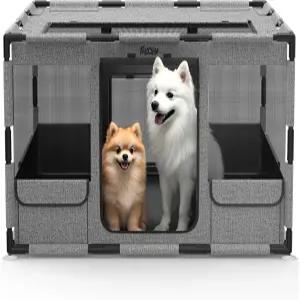 도그 플레이펜 43인치 x43인치 x26인치 휴대용 강아지 커버 및 게이트 접이식 펫 펜 실내 야외용 개 울타리