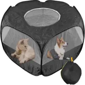 강아지/키튼/토끼/햄스터/친칠라/기니피그 야외용 지퍼 커버 애완동물 놀이펜이 있는 소형 동물 놀이페