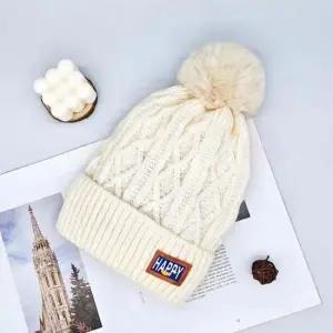 여성 5컬러 겨울 귀여운 해피 방울 털모자 니트비니