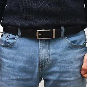 페이크 핀버클 가죽 자동벨트 블랙 남자 혁띠 남성