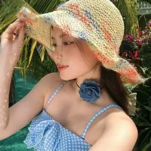 여름 넓은챙 휴양지 라탄 모자 버킷햇 밀짚 컬러