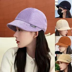 여성모자 짧은챙모자 캐주얼한 코듀로이 단챙모자