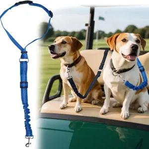 골프 카트용 개 안전벨트 테더 자동차용 조절 가능한 목걸이 줄 카트 반려동물 안전 보호용 반려견