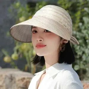 국내산 자외선차단 모자 접이식 망사 차양린넨리본
