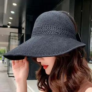 뒷리본 챙모자 해변 바닷가 여성 예쁜모자 비치 썬캡