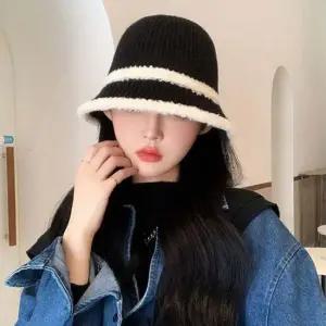 여성 두줄 보송 양모 벙거지 모자 챙모자 버킷햇 겨울