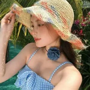 버킷햇 비치모자 라탄 레인보우 여름 밀짚 휴양지