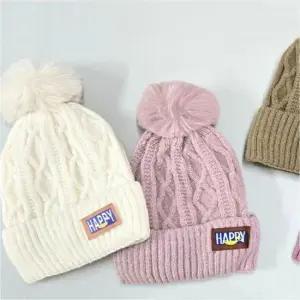 여자 기모안감 꽈배기 니트 비니 왕방울 5색 방한모자