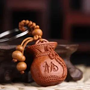 복숭아나무 합격 부적 키링 복주머니 행운 명절 설전 (WFKB5RH)