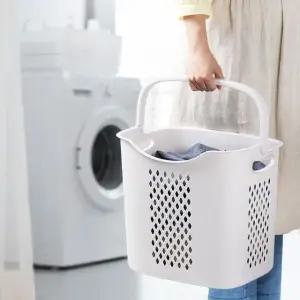 1단빨래바구니 이동식빨래통 심플한 수건바스켓 1단 다용도 변색방지 (WFKBJ18)