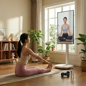 카멜마운트 버튼 높이 조절 이동식 삼텐바이미 모니터 TV 스탠드 거치대 MMB43PW