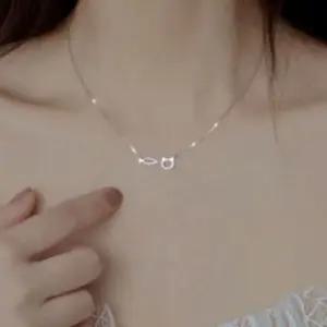 크리스탈 패턴 고양이 디자인 데일리 목걸이 2color (WFKBOOF)