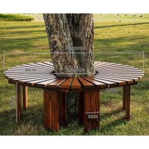 반원 나무벤치 화단 카페 휴식 원목 야외 정원의자 공원 라운지