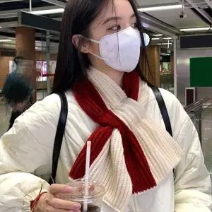 투톤 배색 겨울 니트 머플러 예쁜 귀여운 패션 가벼운 데일리 목도리 캐주얼 머플러