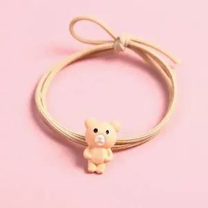 [골드스마일]베이지 미니 곰돌이 머리끈