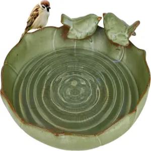 야외용 Wkyqes 세라믹 조류 목욕 그릇 945인치 지상 및 테이블탑 정원 장식 데크 발코니 잔디밭용 내후성