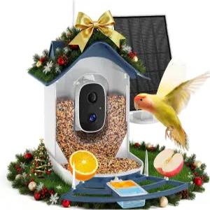 카메라 아조나노르 새 모이통 AI가 새의 종을 식별하는 풀 HD 라이브 비디오 야외 조절 가능한 태양 스마트