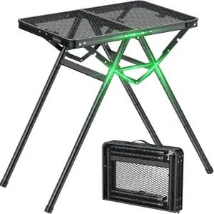 갈렌 접이식 그릴 테이블 삼각 지지대 휴대용 캠핑 BBQ 피크닉 실내용 내열 메쉬 테이블탑 조절 가능한