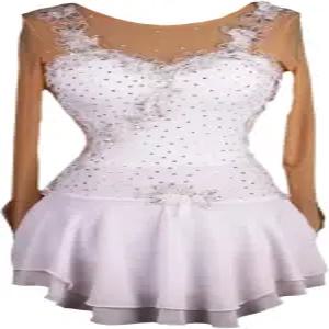 화이트 라인스톤 래핑 스 스케이팅 드레스